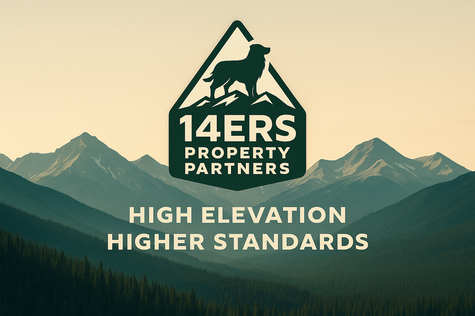 14ers Property Partners mountain brand artwork, High Elevation Higher Standards
